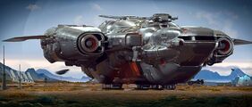 Starlancer BLD landed at outpost with drones.jpg