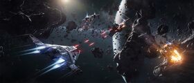 Zeus mkII ES in ring system attacking 3 Buccaneers.jpg